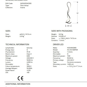 Lampadar LED design modern Evania 184199 universul-luminii.ro