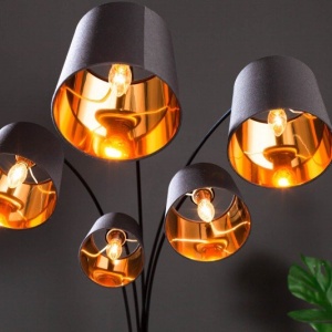 Lampadar tip arc cu 5 brate Levels negru/ auriu - Img 4