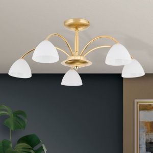 Lustra aplicata 5 brate elegant design modern OPALDESIGN, auriu mat 163399 universul-luminii.ro