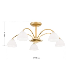 Lustra aplicata 5 brate elegant design modern OPALDESIGN, auriu mat 241269 universul-luminii.ro