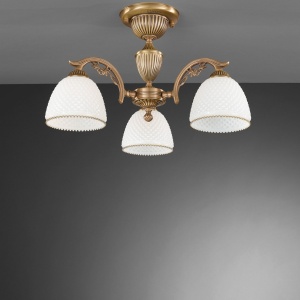 Lustra aplicata cu 3 brate clasic design italian din alama si sticla 8601 RA-PL. 8621/3 101709 universul-luminii.ro