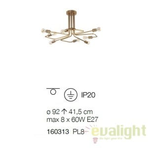 Lustra aplicata cu 8 brate, finisaj alama antic, TRIUMPH PL8 OTTONE 172589 universul-luminii.ro