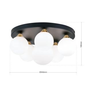 Lustra aplicata design modern SNOWWHITE 6L negru/auriu - Img 7