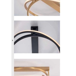 Lustra aplicata LED cu doua inele mobile Ceiling negru, L-60cm - Img 3