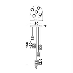 Lustra aurie cu 5 pendule LED PHOS 630919 universul-luminii.ro