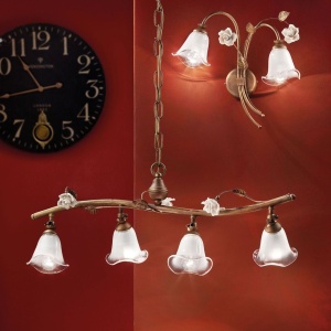 Lustra clasica cu flori din ceramica realizate manual SIENAL 4L 129259 universul-luminii.ro