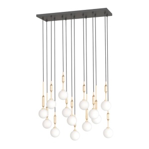Lustra cu 14 pendule Ero XIV Auriu 80x25 - Img 5