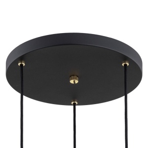 Lustra cu 3 pendule design modern Murano negru, alama 30cm 115709 universul-luminii.ro