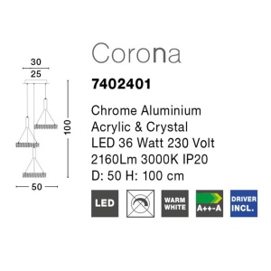 Lustra cu 3 pendule LED design modern Corona NVL-7402401 82799 universul-luminii.ro