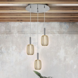 Lustra cu 3 pendule LED design modern Micron crom/auriu SV-413626