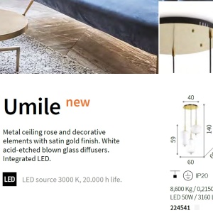 Lustra cu 3 pendule LED design modern UMILE SP3 224541 IDL 81859 universul-luminii.ro