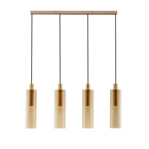 Lustra cu 4 pendule metal auriu, sticla chihlimbar ZOELLA