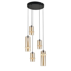 Lustra cu 5 pendule LED, CHAMPAGNE GLASS-BLACK, ZB-2534