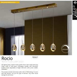 LUSTRA CU 5 PENDULE LED, ROCIO auriu 783627 47419 universul-luminii.ro