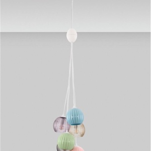 Lustra cu 6 pendule, Ceramica, Sticla, Multicolor, MELINE 245409 universul-luminii.ro
