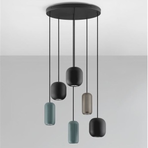 Lustra cu 6 pendule metal negru, maro, verde MARLIN 625939 universul-luminii.ro