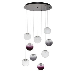 Lustra cu 9 pendule LED din sticla colorata SILENZIO