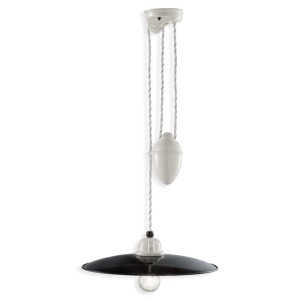 Lustra cu inaltime reglabila design retro realizata manual B-W - Img 1
