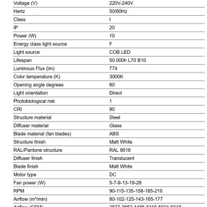 Lustra cu Ventilator tavan si telecomanda PUNT TUB M TEK alb 3000K - Img 3
