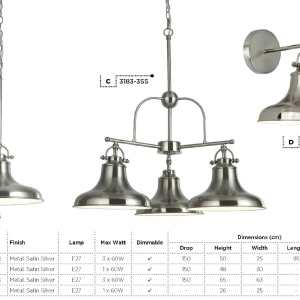 Lustra design industrial Dallas 3L argintiu satin 3183-3SS SRT 577339 universul-luminii.ro