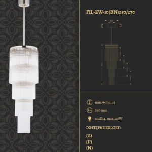 Lustra design LUX diametru 25cm din alama decorata cu sticla Filago 85609 universul-luminii.ro