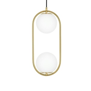Lustra design miminalist, Metal auriu, Glob Sticla, AURELIA Double - Img 1