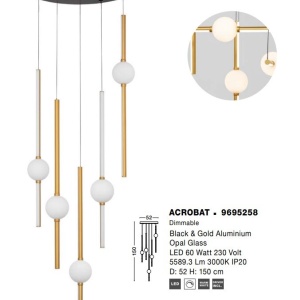 Lustra dimabila cu 5 pendule LED design modern ACROBAT 213599 universul-luminii.ro