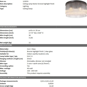 Lustra dimabila design elegant LUX Hector, bronz 115974 HZ 198799 universul-luminii.ro