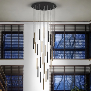 Lustra dimabila XL cu 25 pendule LED design modern Varas auriu/negru 88739 universul-luminii.ro