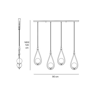 Lustra din alama cu 4 pendule in forma de lacrima Iside - Img 5