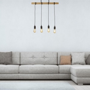 Lustra din lemn cu 4 pendule design rustic Woody 209169 universul-luminii.ro
