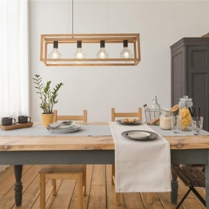 Lustra din lemn design rustic industrial Square 4L 111979 universul-luminii.ro