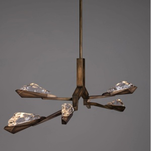 Lustra LED alama antic cu sticla lucrat manual GRETA 34W - Img 6