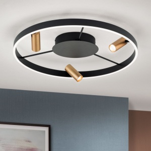 Lustra LED aplicata cu 3 spoturi BERLIN negru/auriu - Img 2