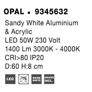 Lustra LED aplicata design modern OPAL 50W alba - Img 10