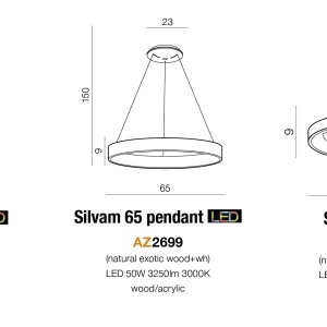 Lustra LED aplicata moderna design lemn natural 45cm Silvam 45899 universul-luminii.ro
