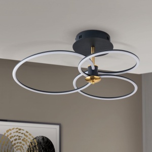 Lustra LED aplicata stil minimalist CHARLOTTE negru/auriu - Img 3