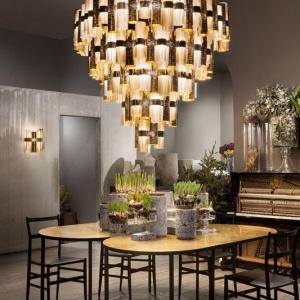 Lustra LED Art Deco de dimensiuni mari, realizata manual LA LOLLO 4XL Gold - Img 3