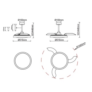 Lustra LED CCT cu ventilator si telecomanda MISTRAL alb MA-8826 172249 universul-luminii.ro