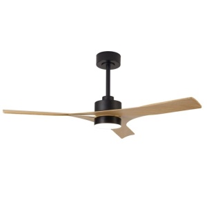 Lustra LED CCT cu ventilator si telecomanda THAI negru/ aspect lemn MA-8716