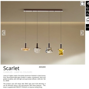 Lustra LED cu 4 pendule design decorativ Scarlet 4L color - Img 4