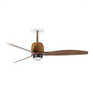 Lustra LED cu Ventilator incastrat tavan cu telecomanda WEAVER M Old gold/walnut