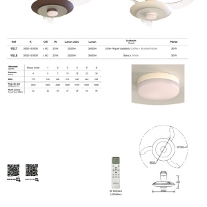 Lustra LED cu ventilator palete retractabile KYOTO alb - Img 6