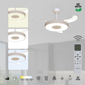 Lustra LED cu ventilator si telecomanda COIN M bej - Img 5