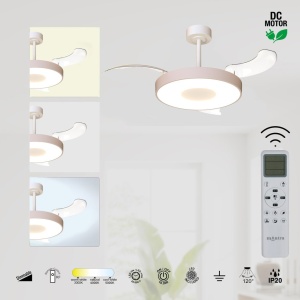 Lustra LED cu ventilator si telecomanda COIN S bej - Img 5