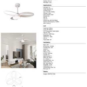 Lustra LED cu ventilator si telecomanda INFINITY alb - Img 4