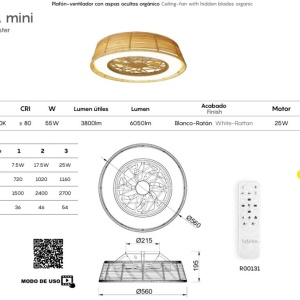 Lustra LED cu Ventilator si telecomanda, IP44, INDONESIA Mini MA-8225 172369 universul-luminii.ro