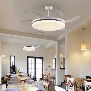 Lustra LED cu Ventilator si telecomanda, lame retractabile Vento alb/ bronz 230429 universul-luminii.ro