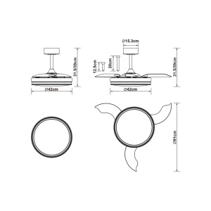 Lustra LED cu ventilator si telecomanda LUNA S alba - Img 10