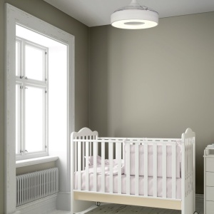 Lustra LED cu Ventilator si telecomanda Mini COIN alb 139759 universul-luminii.ro
